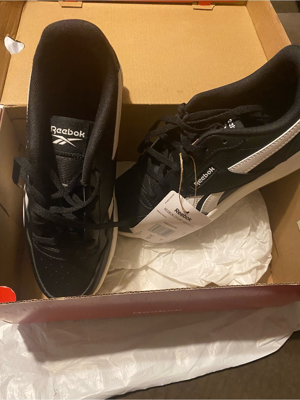 Reebok Court Advance kids Black & White Low-Top Athletic Sneakers